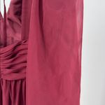 Azazie Norah Cabernet A12 bridesmaid dress sheer long puff sleeves flowy slit Photo 11