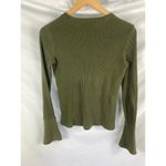 Madewell  Ruffle Cuff Ribbed Top in Deep Woodland Green Size XS Photo 2