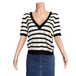 EMERSON FRY Luxe Emerson Knit Top, Mariner Stripe Tencel & Cashmere, Large White Photo 7