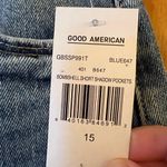 Good American  Bombshell Short Denim Blue Jean Shorts Shadow Pockets NWT Size 15 Photo 7