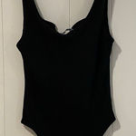 ZARA  Black Ribbed Scoop Neck Bodysuit Women’s Size L Photo 0