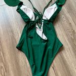 Cupshe Green Ruffle Cut Out One Piece Swim Suit Size M Photo 4