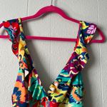 Tahari Womens Bathing Suit Medium Floral Ruffle Tropical Vacation Coastal Beach Photo 2