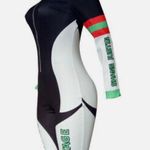 Sporty Digital Print Patchwork Zippered Bodycon Shorts Jumpsuit White Size L Photo 2