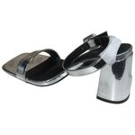 Pretty Little Thing NWT Silver Metallic Thick Strap Block Heels Sandals Womens 7 Photo 6