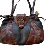 Brighton EMMA Tiny Woven Brown/Black Leather Print D330285 Western Vintage Bag Photo 0