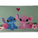 Disney ‎ Loungefly Stitch & Angel Long Wallet Floral Mint Green Snap Closure Photo 0