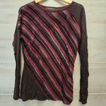{12} Aldo Martins Brown Maroon Orange Lightweight Top Long Sleeve Blouse Red Photo 0