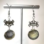 Handmade Dangle Earrings Genuine Handcrafted Seashell Crab Shades of Blue Gray Coastal Photo 6