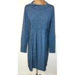 prAna New Womens NWT Striped Dress Blend L Dark Blue Long Sleeve Light Sheath Photo 4