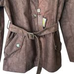 Armani Collezioni A Collezioni Suede chocolate brown leather jacket coat women's M NEW Photo 4