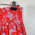 Free People  Red Blue Floral Tiered Maxi Skirt Boho Women’s M Festival Beachy Photo 8