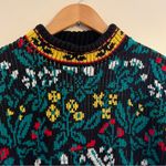 FLAWED Vintage Floral Sweater Women’s Med/Large (approx) Glamour Knit mock neck Size undefined Photo 2