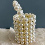 Beaded Faux Pearl Formal Evening Bag Gold Photo 3