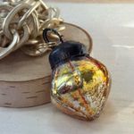 Handmade Artisan Matte Gold Necklace with Gold Vintage Ornament Pendant Photo 4