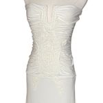 SKY Brand Y2K Soft White Ruched Crochet Maxi Strapless Dress Small Photo 11
