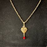 None Heart & Dagger grunge Necklace, metal rusty copper look,crystal blood drop Photo 2
