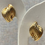 Elegant Gold Tone Swirl Textured Clip On Earrings Statement Fashion Jewelry Photo 0
