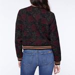 Sanctuary Wool Jacquard Black Rose Print Cropped Bomber Jacket Size Small Photo 1
