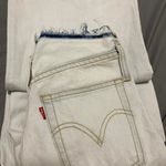 Levi's Women's Blue and White Jeans New Style Wide Leg Raw Waist Hem Size 26 Photo 7