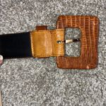 Liz Claiborne VTG Genuine Leather Lizard Print Belt S Brown Square Buckle Retro Photo 2