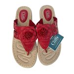 Cliffs White Mountain Cynthia Womens 9.5 3D Flower Thong Comfort Sandals Red Photo 6