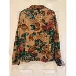 Teddi Floral Print Zip Up Jacket Beige‎ Brown Green Red Vintage Style Tan Size L Photo 3