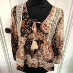 Boho B.O.C Collective Paisley Print Blouse With Tassel Tie Size Small NWT Size undefined Photo 5