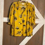 MELLODAY  Yellow Floral Print Top. Open Ruffled Neck W/Buttons. SIZE 2X. NWT Photo 4