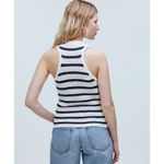 Madewell  Crochet-Knit Crewneck Sweater Tank In Bright Ivory Navy Size Small Photo 1