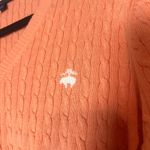 Brooks Brothers  346 Cable Knit Sweater V-Neck Light Orange Peach Size Large Photo 2