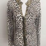 Alberto Makali EUC Animal Print Beaded Button Cardigan Size S Photo 0