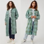 Free People  Plaid Long Ruby Jacket in Sage Combo Size XS Grunge Distressed Photo 9