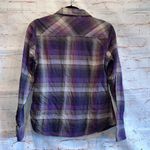 Columbia  Shirt Womens Medium Purple Gray Plaid Button Front Long Sleeve Lined Photo 5