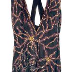 NWT Mandalay Black Purple Silk Beaded Sequin Feather Mini Evening Dress Womens 4 Photo 2