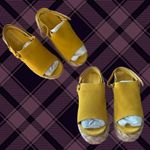 Kelsi Dagger Cow Suede Yellow Open Toe Wedge Sandals -  Brooklyn Photo 1