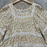 Free People  Talk About It Tunic Top Square Neck Peasant Boho Floral Yellow SP Photo 4