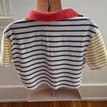 Wild Fable Striped colorblock cotton preppy cropped Polo with Red Collar, size S Photo 5