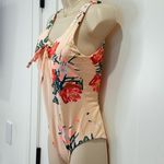 Roxy  Classic One Piece Swimsuit Cloud Pink Garden Lily Floral Lace Up Small New Photo 7