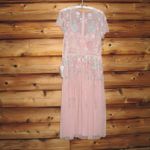 Mac Duggal 9134 Womens Embellished High Neck Butterfly Sleeve Midi Dress Photo 10