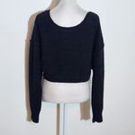 American Eagle  Outfitters Black Cropped Oversized Crew Neck Sweater Size Small Photo 1