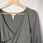 Leith Black & White Stripe Ruched Wrap Long Sleeve Bodycon Dress M Photo 5
