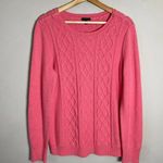 Talbots Lambswool Cable Knit Crewneck Sweater Women's Medium Pink Pullover Wool Photo 3