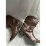 Harness Western Brown Cowboy Boots Buckle 9 Pointed Toe Bohemian Groovy Heritage Photo 2