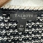 Talbots Plus Size 2X Black White Tweed Knit Longline Open Front Lady Jacket Photo 2