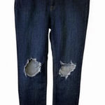 Free People Denim Skinny Jeans Dark Wash Mid Rise Stretch Distressed 29"β # Photo 0