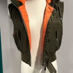ZARA NWT zippered Functional army green and orange hooded vest - medium Photo 0