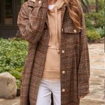 Frank & Eileen  Gavin Shirt Jacket Bouclé Wool Orange Brown Plaid Medium EUC Photo 0