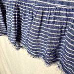 BeachLunchLounge  Striped Sleeveless Linen Peplum Tank Top Blue White Medium Photo 3