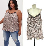 Torrid Sophie Satin Lace Trim Swing Cami Cheetah Leopard Print Plus Size 2X Photo 1